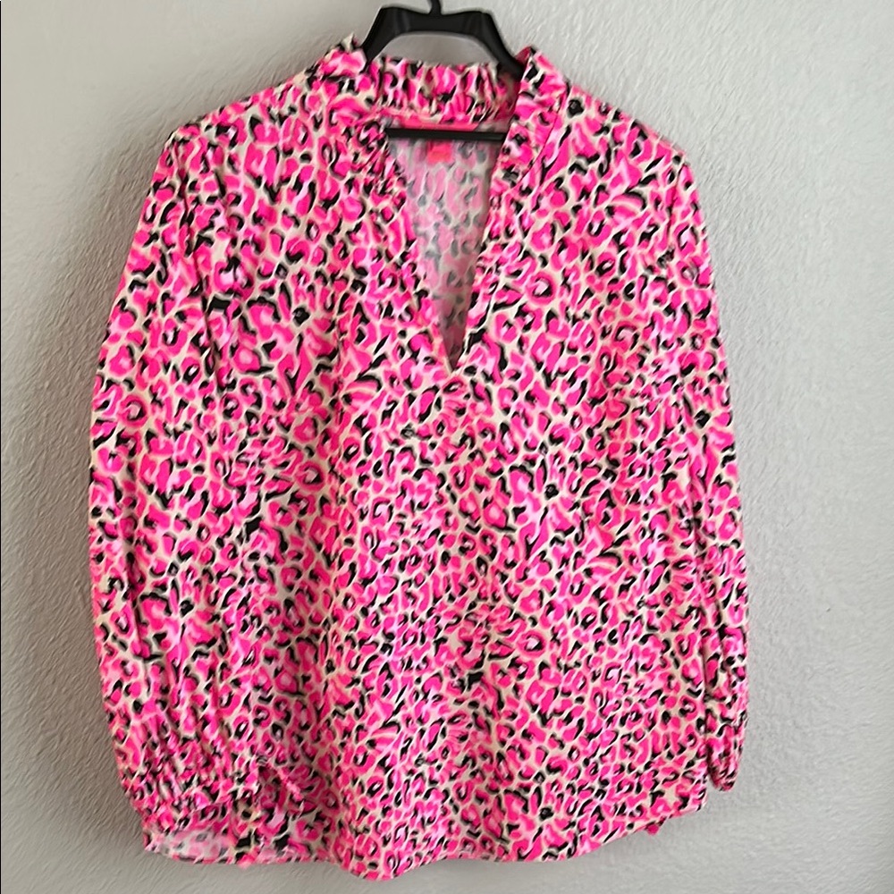 Vibrant Pink Leopard Print Women's Top